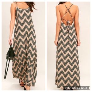 Lulus “It’s a Scorcher” Black/Tan Maxi Dress